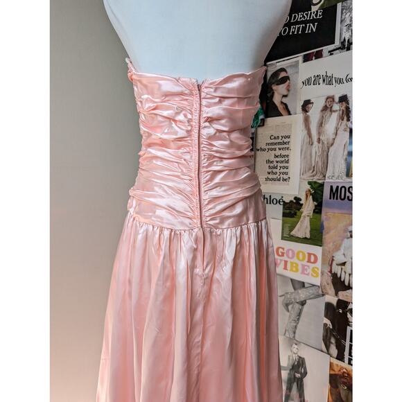 Vintage 80s Ruffle Pink Gown - Picture 2 of 5